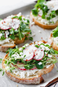 Spring Toast with Radishes, Pea Shoots and Feta - Cooking in my Genes