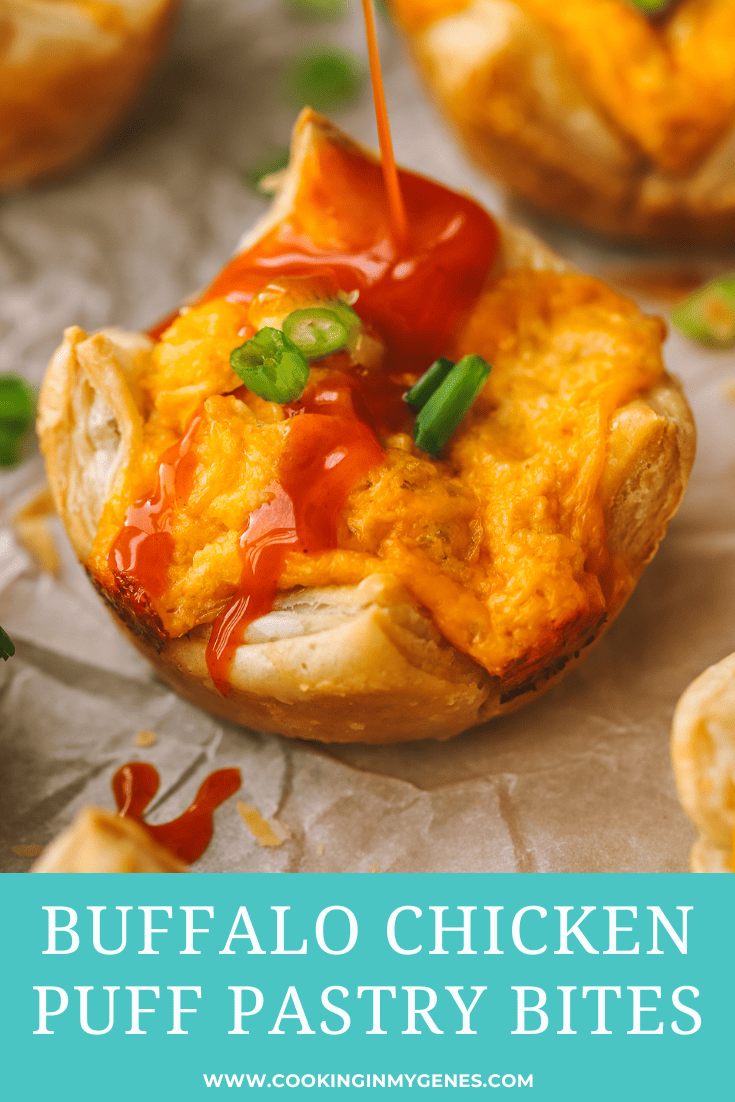 Easy Buffalo Chicken Puff Pastry Bites Appetizer - Cooking in my Genes
