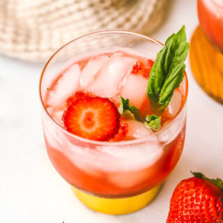 angled shot of a strawberry cocktail
