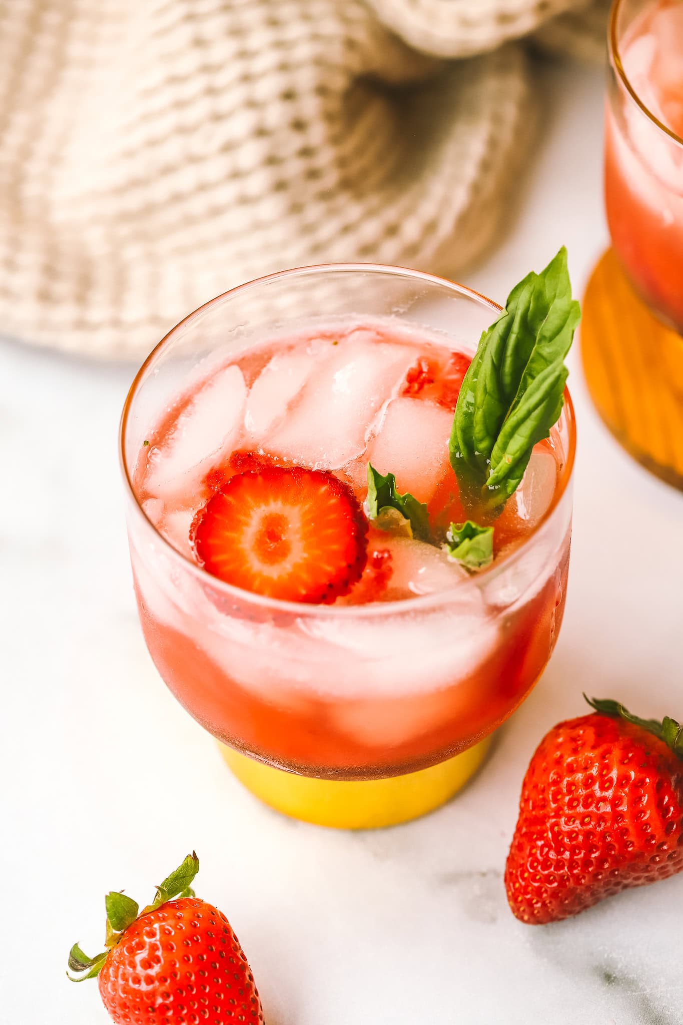 angled shot of a strawberry cocktail