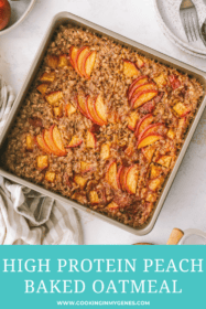 peach baked oatmeal in a baking dish