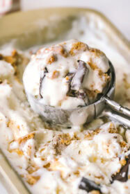 s'mores ice cream in a ice cream scoop