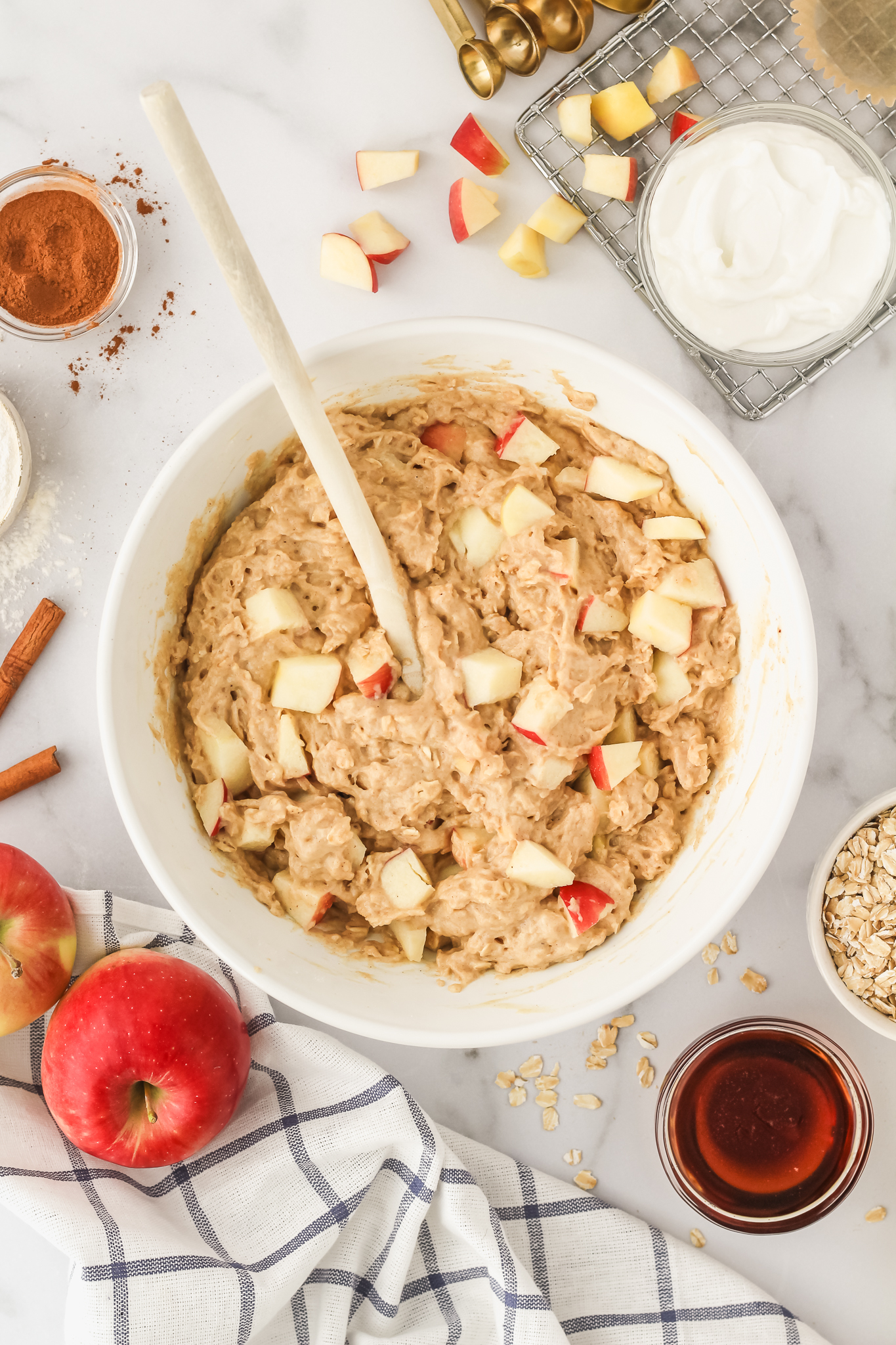 muffin batter in a mixing bowl